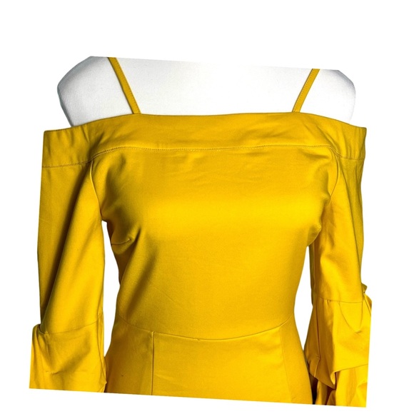 NWT LOOK AT ME Marigold Yellow Blouson Sleeve Dress Size S Coquette Satement - Picture 2 of 11